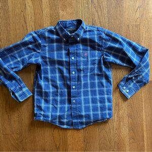 Ariat Blue Plaid Casual Button Down Shirt